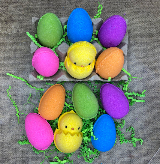 6 Pack Egg Bath Fizzies with surprise chick